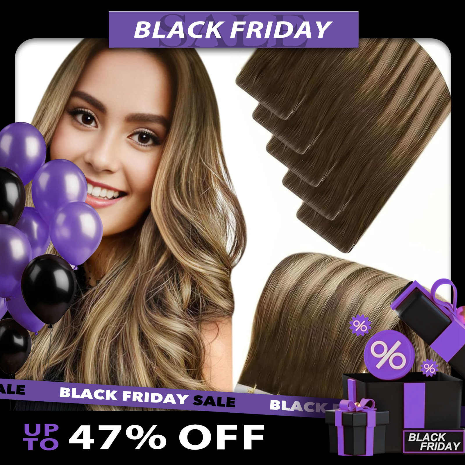 Invisible Tape In Extensions Real Hair - LaaVoo Невидимая лента для наращивания волос,