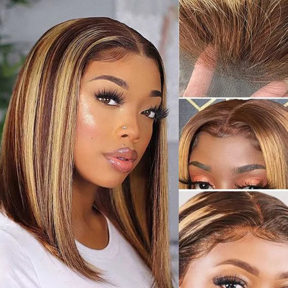 Парик с блондированными прядям – обзор и цена Pre Parted 13X4 Lace Front Bob Wig
